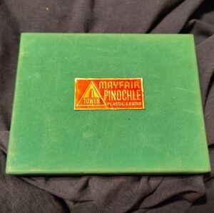 Vintage playing Cards CONGRESS Brand Pinochle Deck W/velvety Green Sliding Box